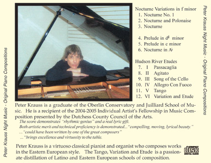 The back cover of Peter Krauss - Night Music.